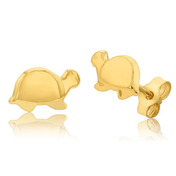 9ct Yellow Gold Plain Tortoise Open Back Stud Earrings