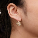9ct Three Tone Gold, White And Rose Gold Tree Of Life Drop Earrings