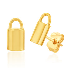 Load image into Gallery viewer, 9ct Yellow Gold Plain Lock Stud Earrings