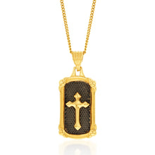Load image into Gallery viewer, 9ct Yellow Gold Cross On Square Medallion Pendant