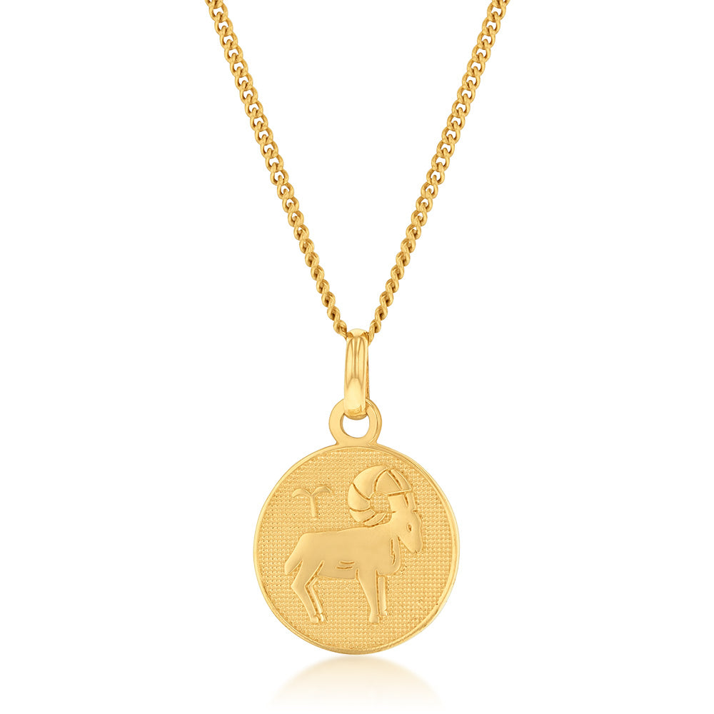 9ct Yellow Gold Zodiac Aries Pendant