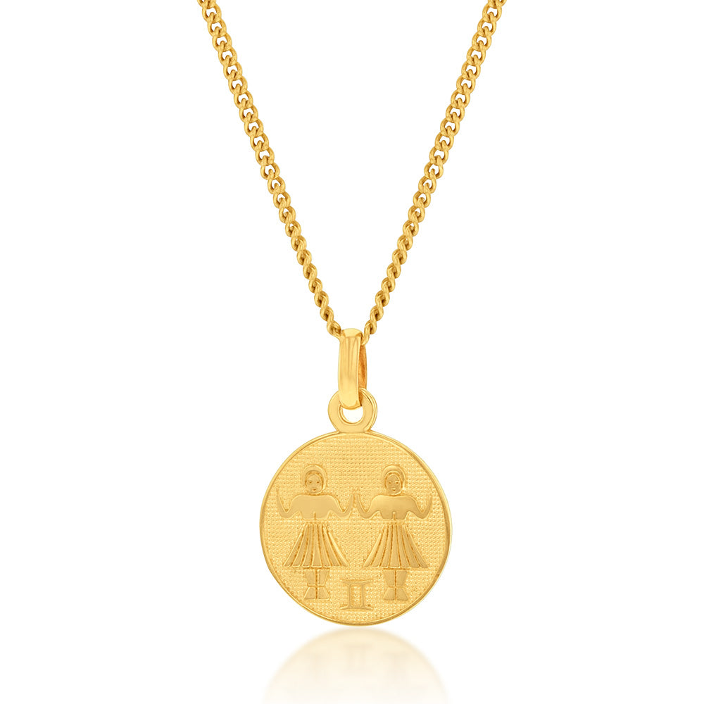 Gemini Zodiac Gold Pendant Necklace | Astrid & Miyu Necklaces