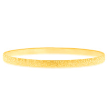 Load image into Gallery viewer, 9ct Yellow Gold Engraved Flowers &amp; Leaves 4.4mm X 65mm Bangle