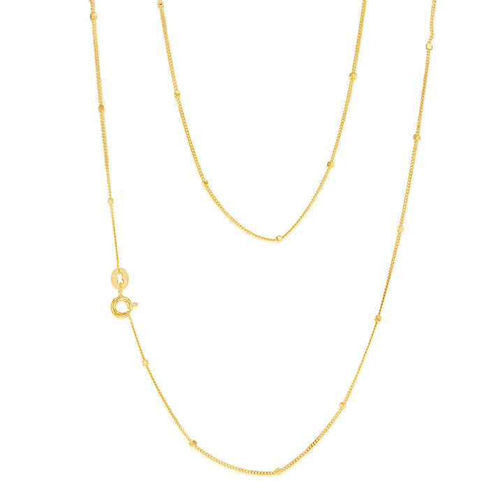 9ct Yellow Gold Curb With Diamond Cut Dices 45cm Chain