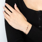 9ct Yellow Gold Red And Pink Heart 25cm Anklet