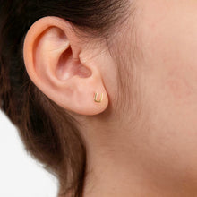 Load image into Gallery viewer, 9ct Yellow Gold Mini Initial &quot;U&quot; Stud Earrings