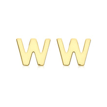 Load image into Gallery viewer, 9ct Yellow Gold Mini Initial &quot;W&quot; Stud Earrings
