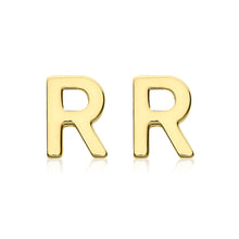 Load image into Gallery viewer, 9ct Yellow Gold Mini Initial &quot;R&quot; Stud Earrings