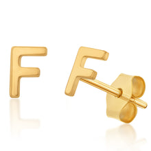 Load image into Gallery viewer, 9ct Yellow Gold Mini Initial &quot;F&quot; Stud Earrings