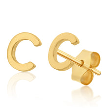 Load image into Gallery viewer, 9ct Yellow Gold Mini Initial &quot;C&quot; Stud Earrings