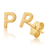 9ct Yellow Gold Mini Initial "P" stud Earrings