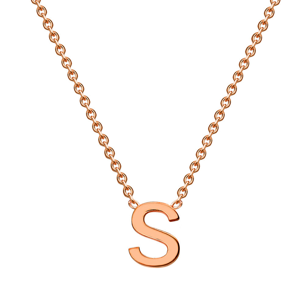9ct Rose Gold Initial "S" Pendant On 43cm Chain