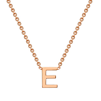 9ct Rose Gold Initial "E" Pendant on 43cm Chain