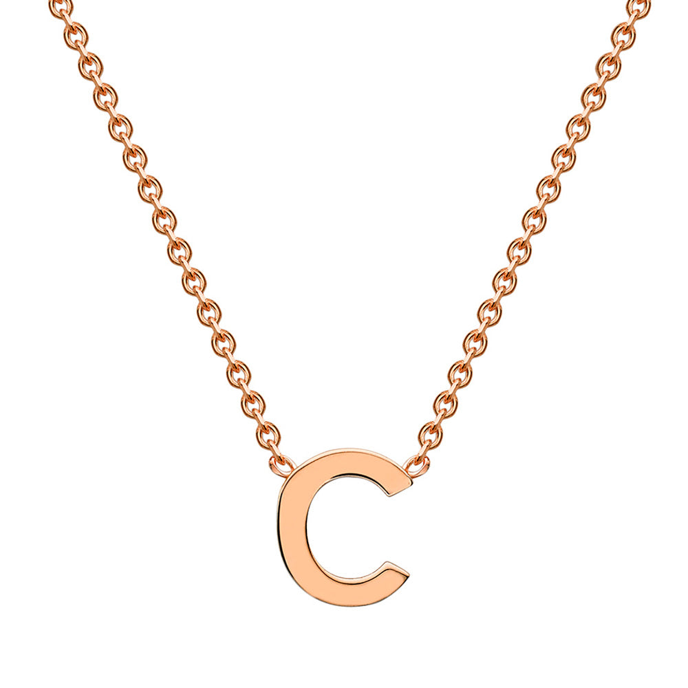 9ct Rose Gold Initial "C" Pendant On 43cm Chain