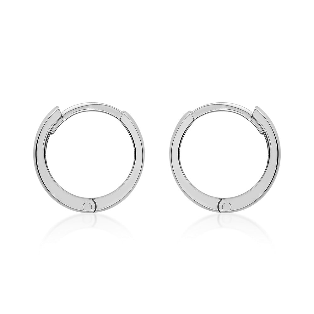 9ct White Gold Polished 8mm Huggy Earring