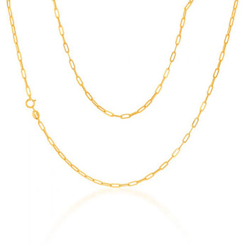 9ct Yellow Gold Small Paperclip 45cm Chain