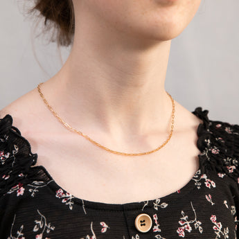 9ct Yellow Gold Small Paperclip 45cm Chain