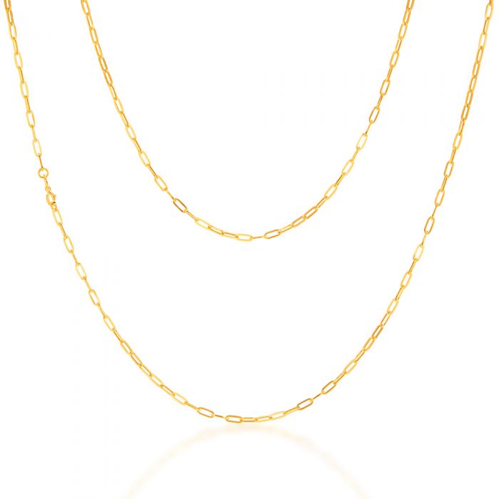 9ct Yellow Gold Small Paperclip 60cm Chain