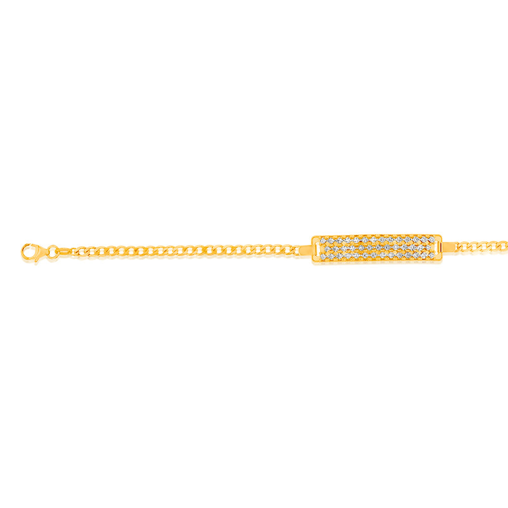 9ct Yellow Gold Diamond Cut 19cm ID Bracelet