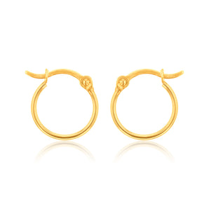 9ct Yellow Gold Polish 10mm Hoop Earring