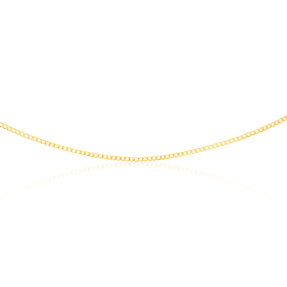 9ct Yellow Gold Superflat Light Curb 65 Gauge 45cm Chain