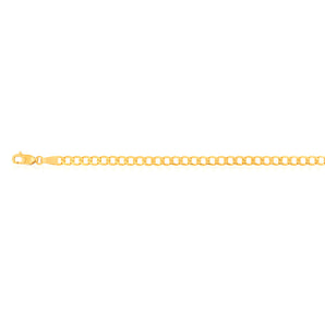9ct Yellow Solid Gold Curb Bevelled Flat 100 Gauge 21cm Bracelet