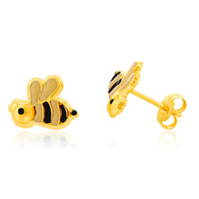 Load image into Gallery viewer, 9ct Yellow Gold Bee Enamel Stud Earrings