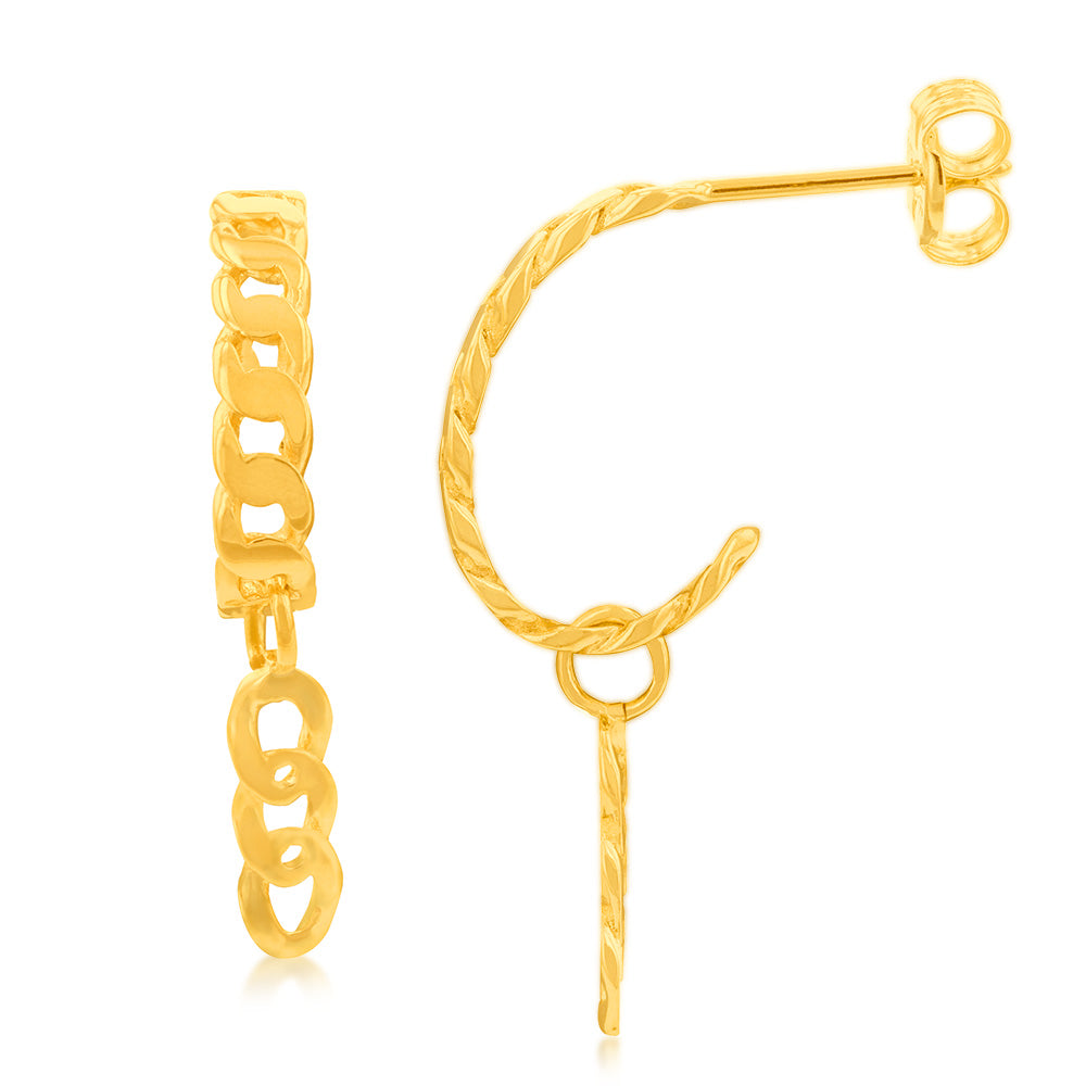 9ct Yellow Gold Chain Links Drop Earrings