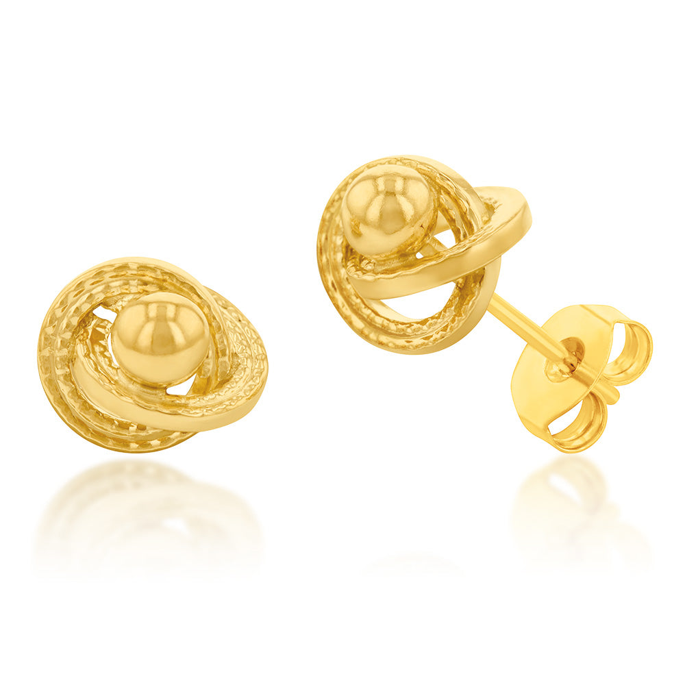 9ct Yellow Gold Stamped Knot Stud Earrings