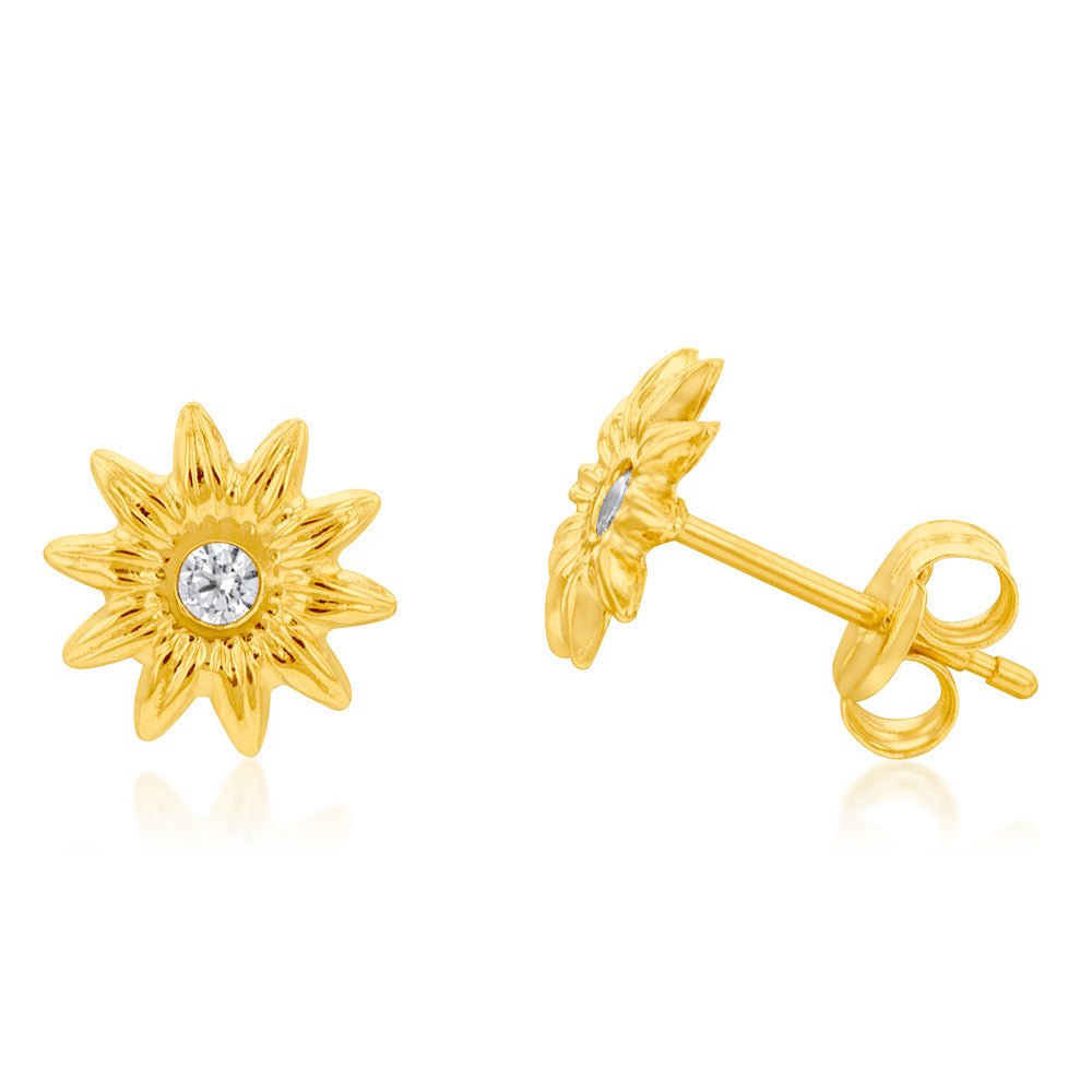9ct Yellow Gold Fancy Flower Stud Earrings