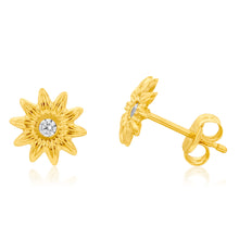Load image into Gallery viewer, 9ct Yellow Gold Fancy Flower Stud Earrings