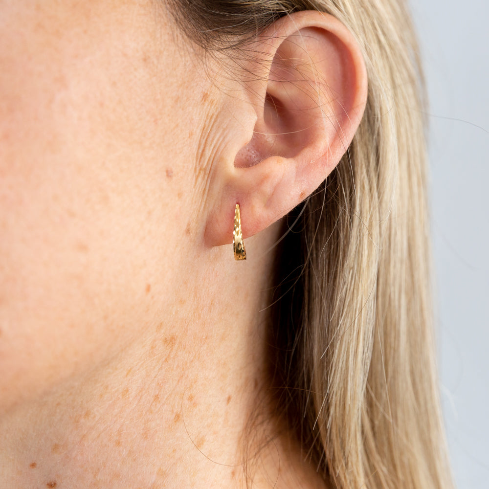 9ct Yellow Gold Diamond Cut "J" Shape Drop Earrings
