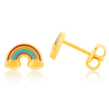 Load image into Gallery viewer, 9ct Yellow Gold Rainbow Enamel Stud Earrings