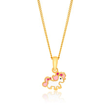 Load image into Gallery viewer, 9ct Yellow Gold Coloured Unicorn Pendant