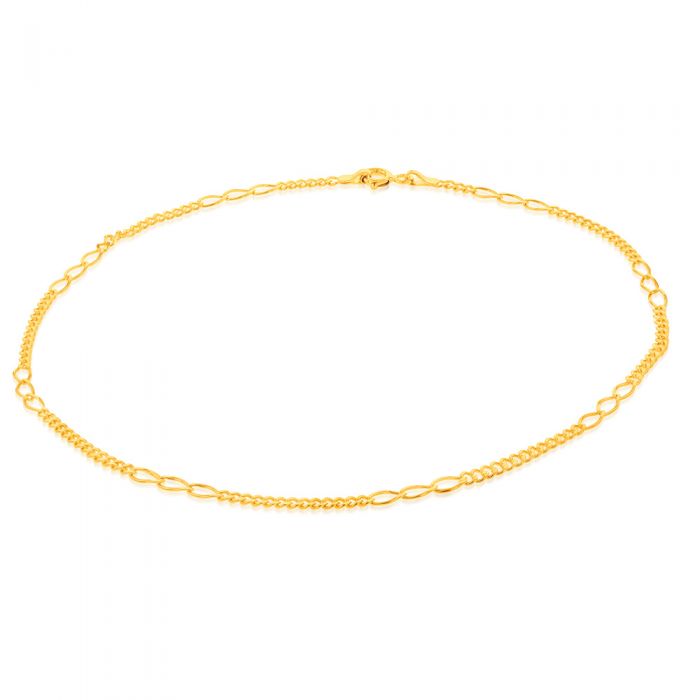 9ct Yellow Gold Fancy 50 Gauge Curb 27cm Anklet