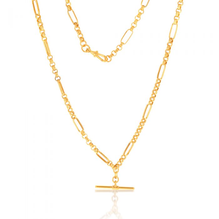 Topshop mixed chain long t-bar necklace in gold - ShopStyle