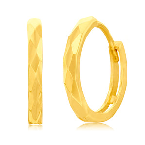 9ct Yellow Gold Diamond Cut Fancy Sleeper Earrings