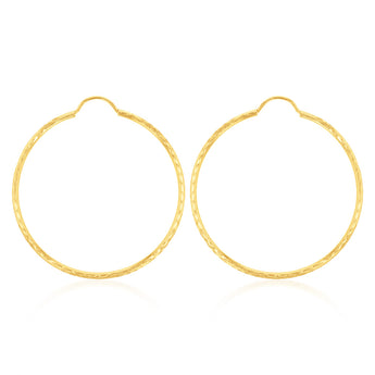 9ct Yellow Gold 30mm Diamond Cut Hoop Earrings