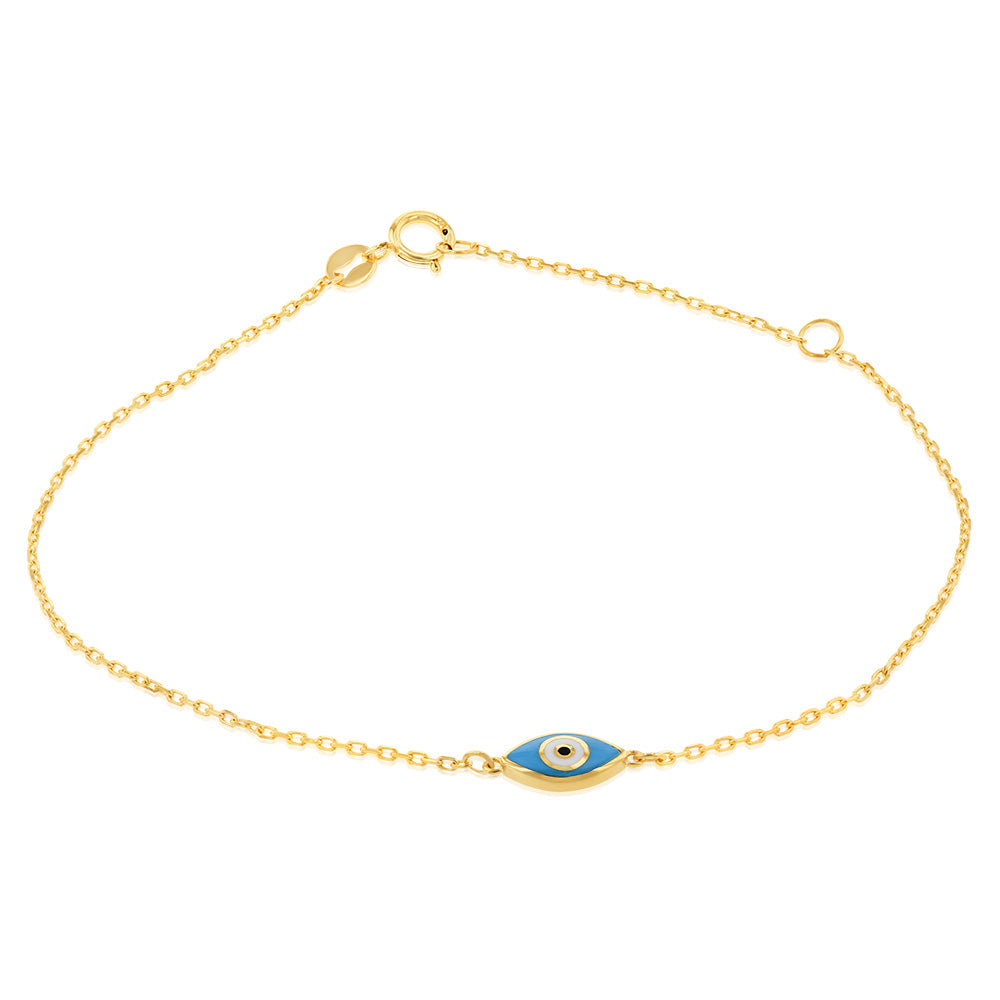 9ct Yellow Gold Double Sided Evil Eye 19cm Bracelet – Shiels Jewellers