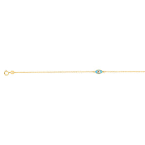 9ct Yellow Gold Double Sided Evil Eye 19cm Bracelet