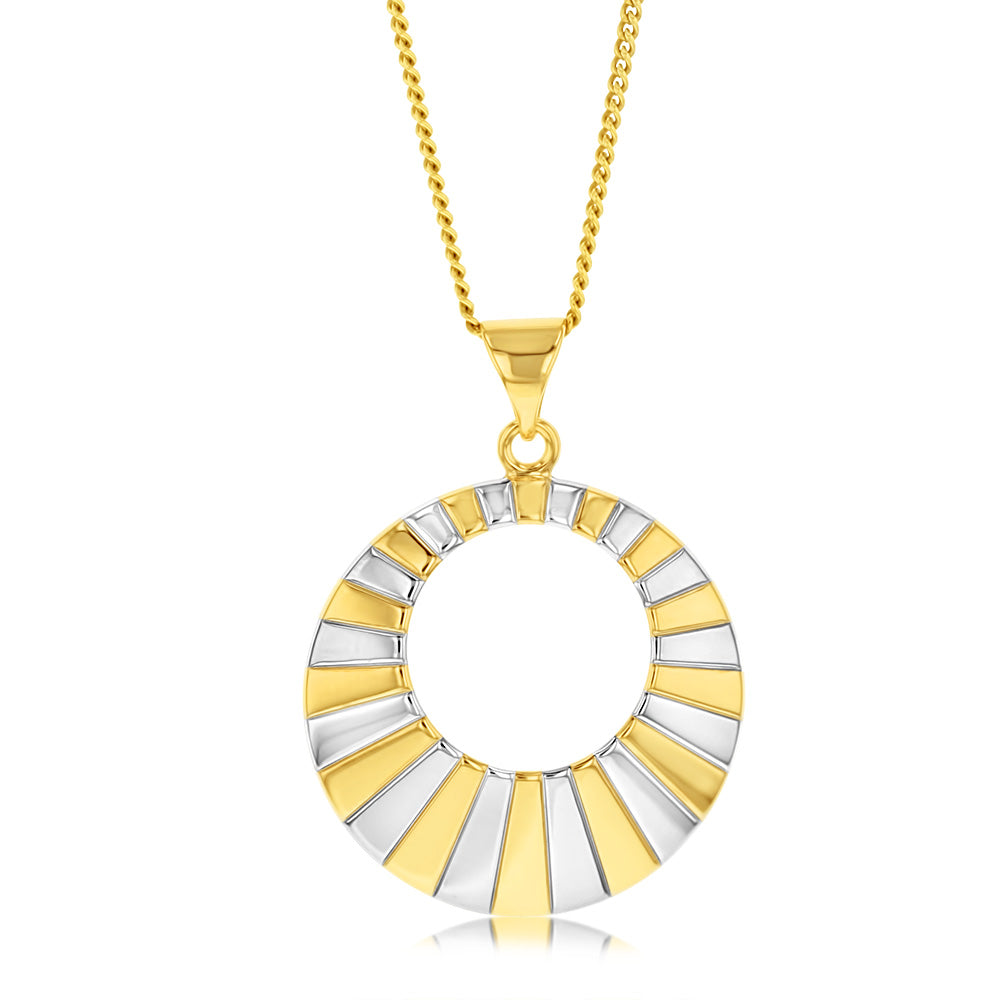 9ct Yellow And White Gold Patterned Round Pendant