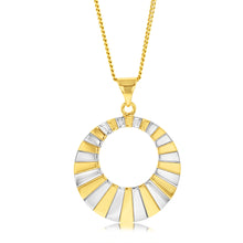 Load image into Gallery viewer, 9ct Yellow And White Gold Patterned Round Pendant