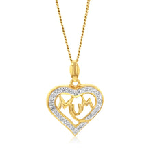 Load image into Gallery viewer, 9ct Yellow Gold Crystal Heart Mum Pendant