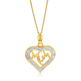 9ct Yellow Gold Crystal Heart Mum Pendant