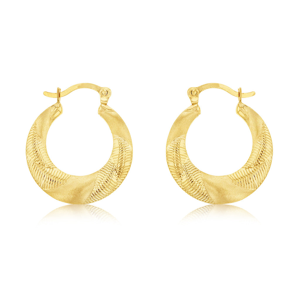9ct Yellow Gold Patterned Creole Hoop Earrings – Shiels Jewellers