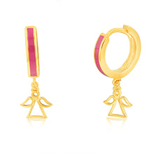 Load image into Gallery viewer, 9ct Yellow Gold Angel On Red Enamel Sleeper Earrings