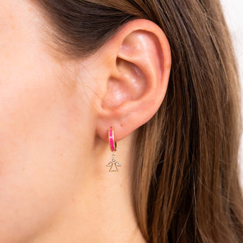 9ct Yellow Gold Angel On Red Enamel Sleeper Earrings