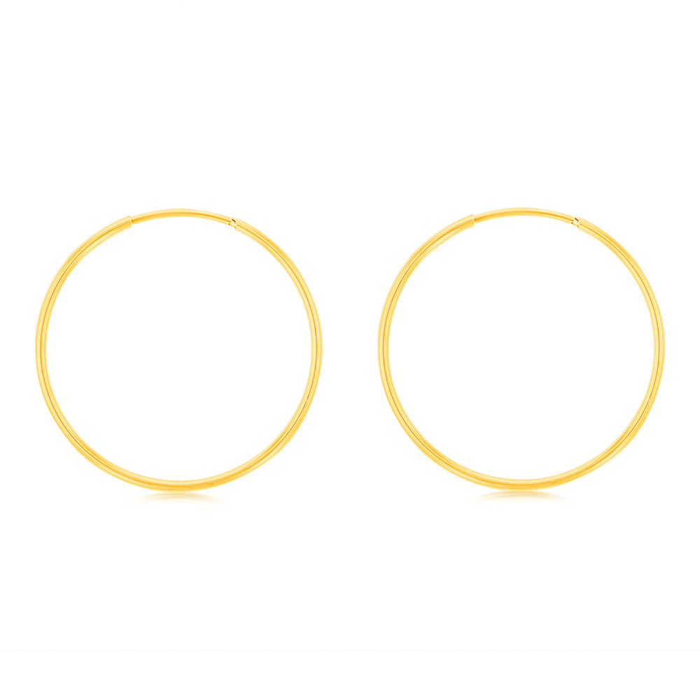 9ct Yellow Gold Plain 20mm Sleeper Earrings