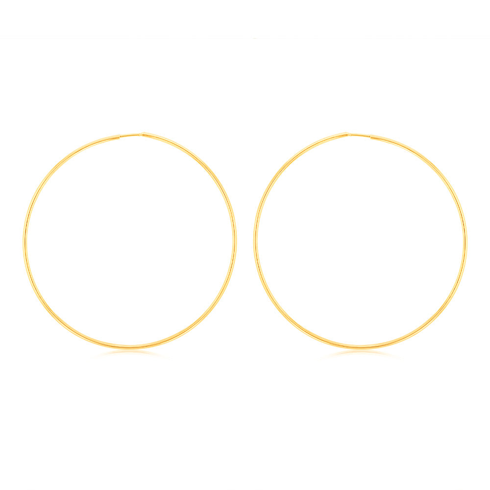 9ct Yellow Gold Plain 30mm Sleeper Earrings