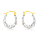 9ct Yellow Gold Crystalique Mini Creole Diamond Cut Earrings